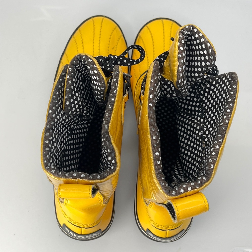 Sorel Tivoli Yellow Waterproof Rain Snow Boots Polka Dot Laces NL169106-Womens 9 - Picture 9 of 11